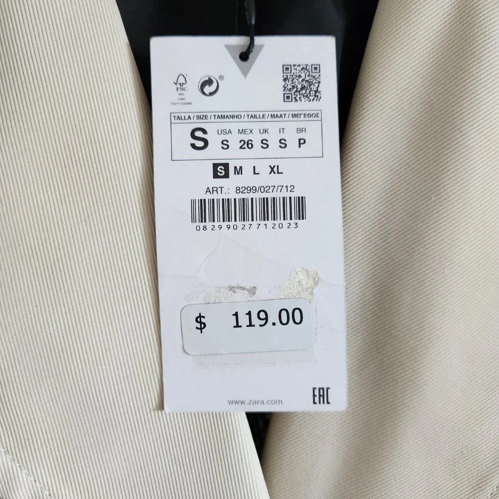 [New with Tag] Women Zara Oversized Trench Coat, Small - Picture 5 of 8
